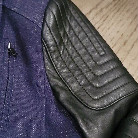 BCBGMAXAZRIA black leather and denim jacket XXS - Picture 6 of 7